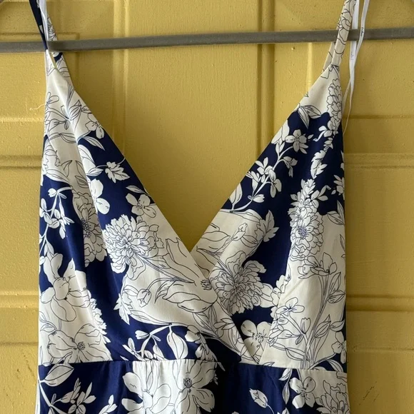 Lulu's Navy and Cream/White Floral Maxi Dress - Picture 2 of 10